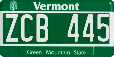 VT license plate ZCB445