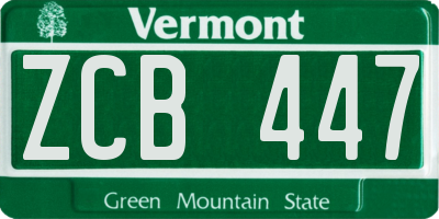 VT license plate ZCB447
