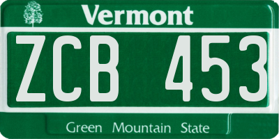 VT license plate ZCB453
