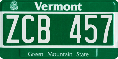 VT license plate ZCB457