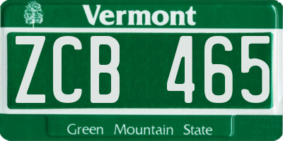 VT license plate ZCB465