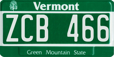 VT license plate ZCB466