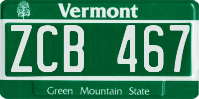 VT license plate ZCB467