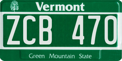 VT license plate ZCB470