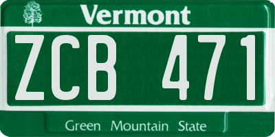 VT license plate ZCB471
