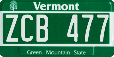 VT license plate ZCB477