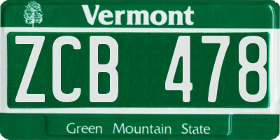VT license plate ZCB478