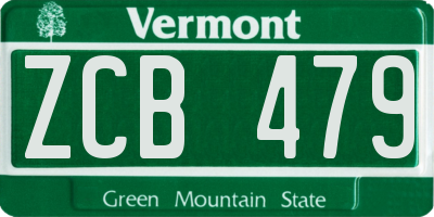 VT license plate ZCB479