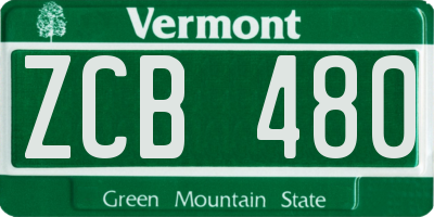 VT license plate ZCB480
