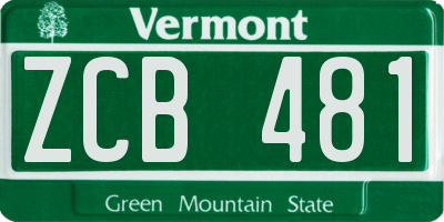VT license plate ZCB481