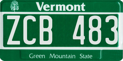 VT license plate ZCB483