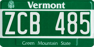 VT license plate ZCB485