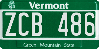 VT license plate ZCB486
