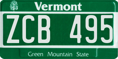 VT license plate ZCB495