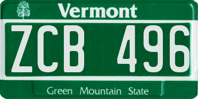 VT license plate ZCB496