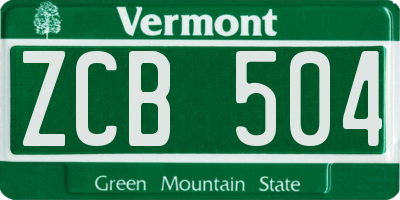 VT license plate ZCB504