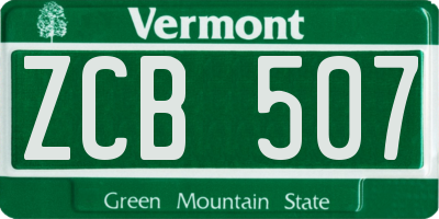 VT license plate ZCB507