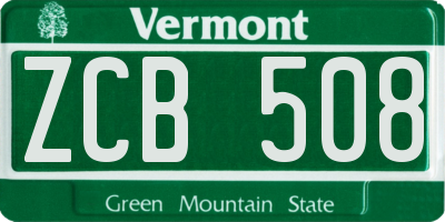 VT license plate ZCB508