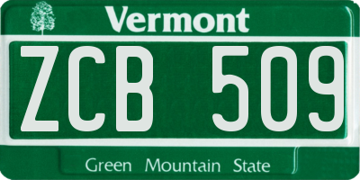 VT license plate ZCB509