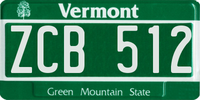 VT license plate ZCB512