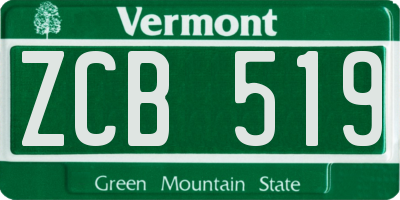 VT license plate ZCB519
