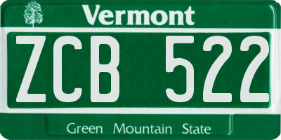 VT license plate ZCB522