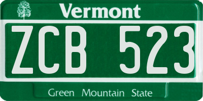 VT license plate ZCB523