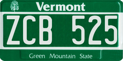 VT license plate ZCB525