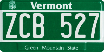 VT license plate ZCB527
