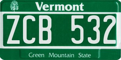 VT license plate ZCB532