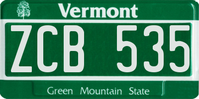 VT license plate ZCB535