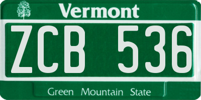 VT license plate ZCB536