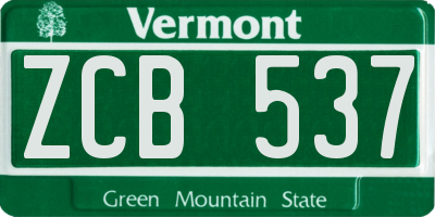 VT license plate ZCB537