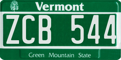 VT license plate ZCB544