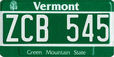 VT license plate ZCB545
