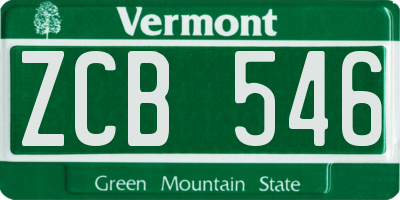 VT license plate ZCB546
