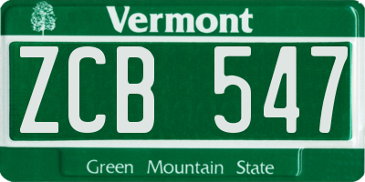 VT license plate ZCB547