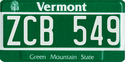 VT license plate ZCB549