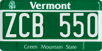 VT license plate ZCB550