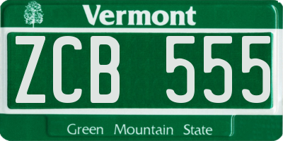VT license plate ZCB555