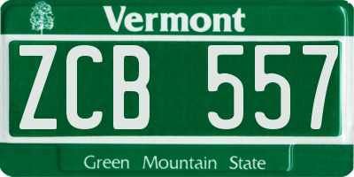 VT license plate ZCB557