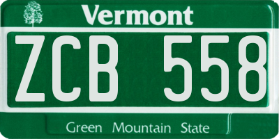 VT license plate ZCB558