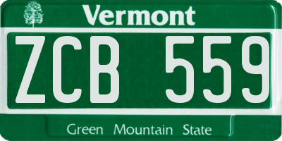 VT license plate ZCB559