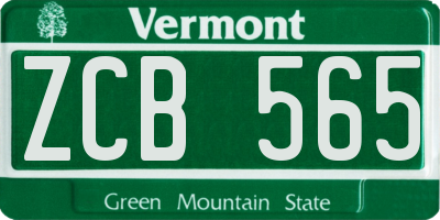 VT license plate ZCB565