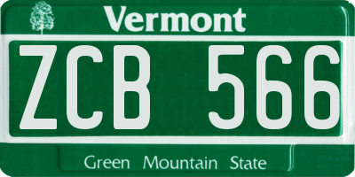 VT license plate ZCB566