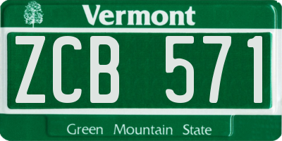 VT license plate ZCB571