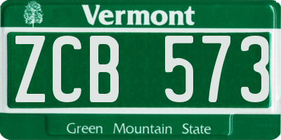 VT license plate ZCB573
