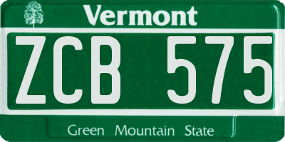 VT license plate ZCB575