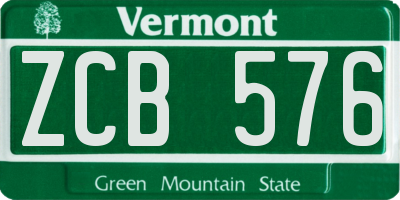VT license plate ZCB576