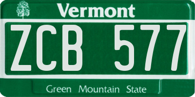 VT license plate ZCB577